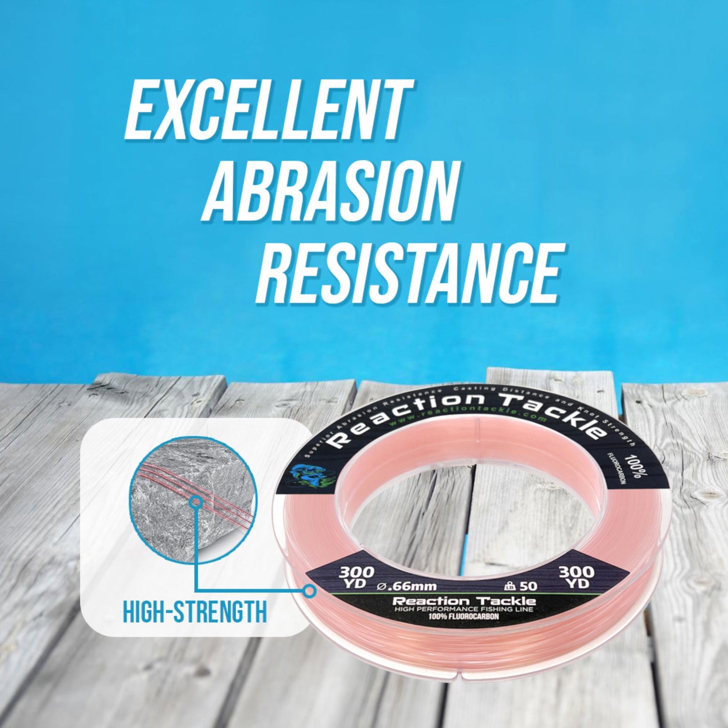 Reaction Tackle 100% Pure Fluorocarbon Fishing Line - Reaction Tackle