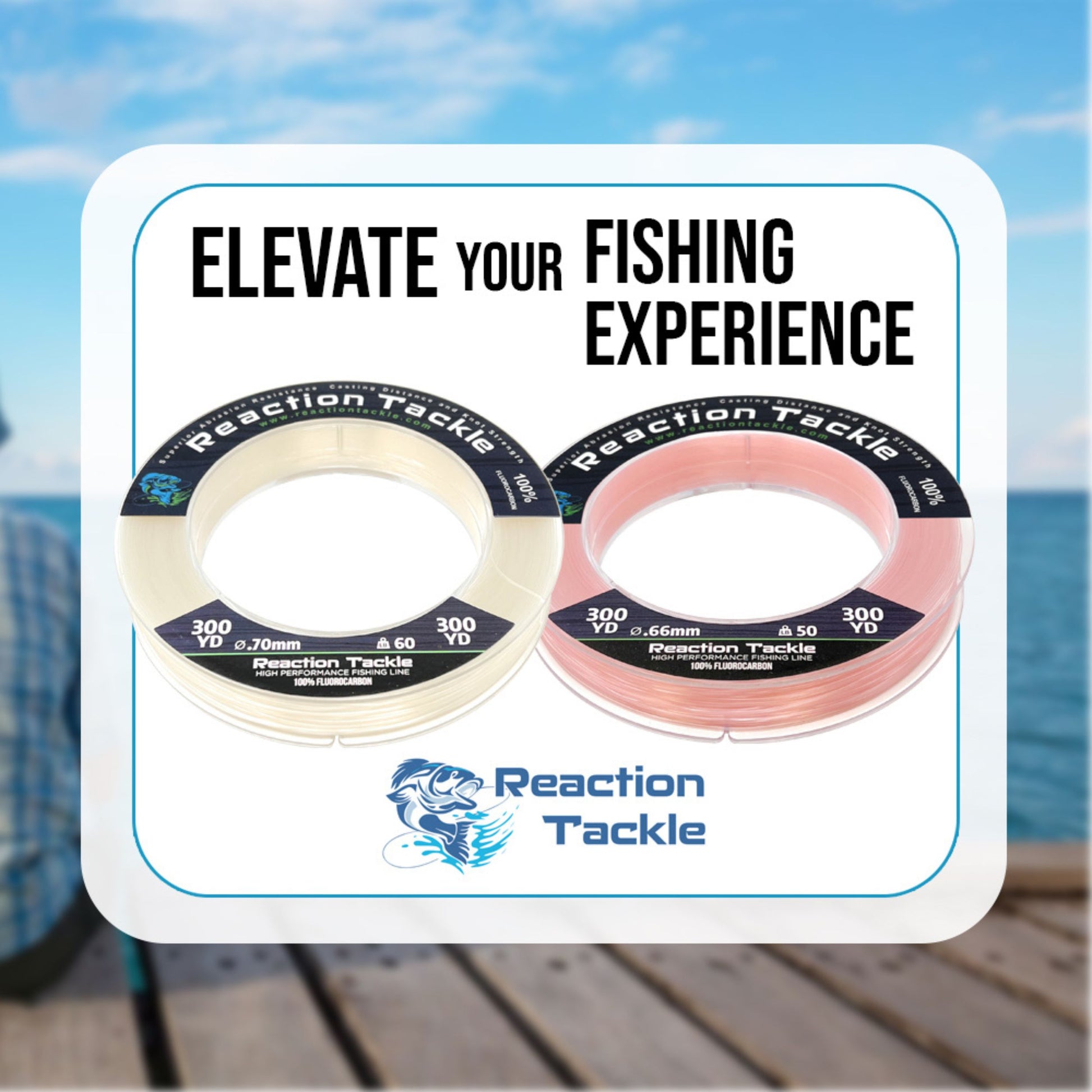 Reaction Tackle 100% Pure Fluorocarbon Fishing Line - Reaction Tackle