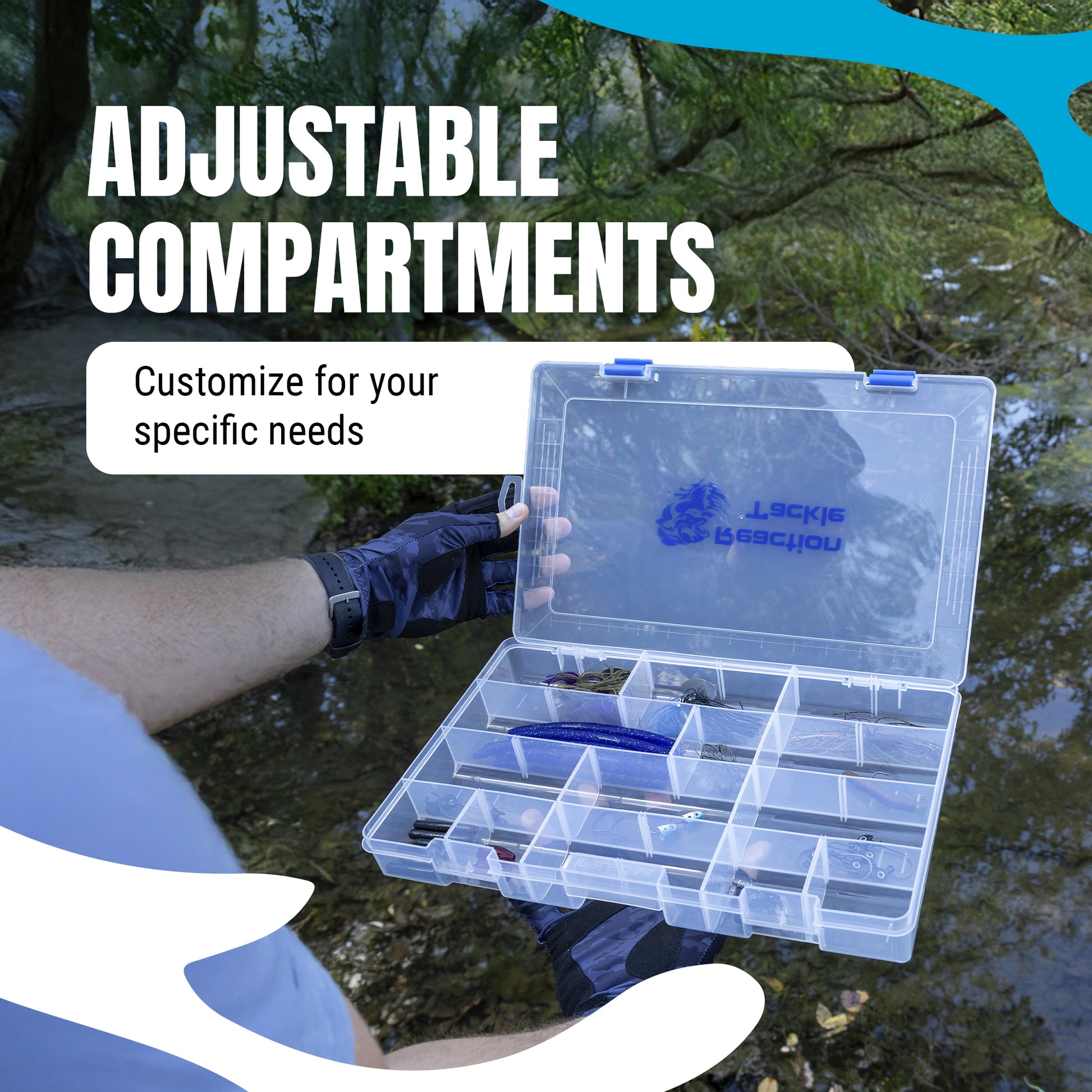 Reaction Tackle Basic Tackle Tray- Affordable, Lightweight Design with 2 Secure Clips - Reaction Tackle