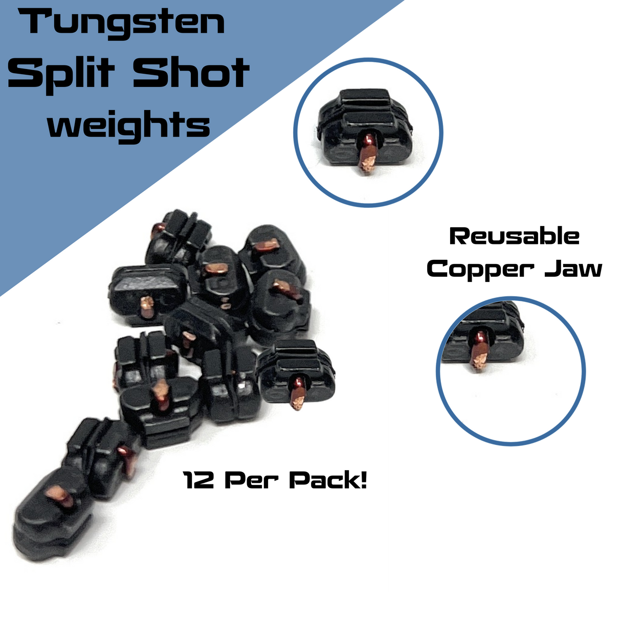 Reaction Tackle Tungsten Split Shot Weights- 12 per pack - Reaction Tackle
