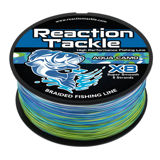 Reaction Tackle X8 Braided Fishing Line- Aqua Camo 8 Strand - Reaction Tackle