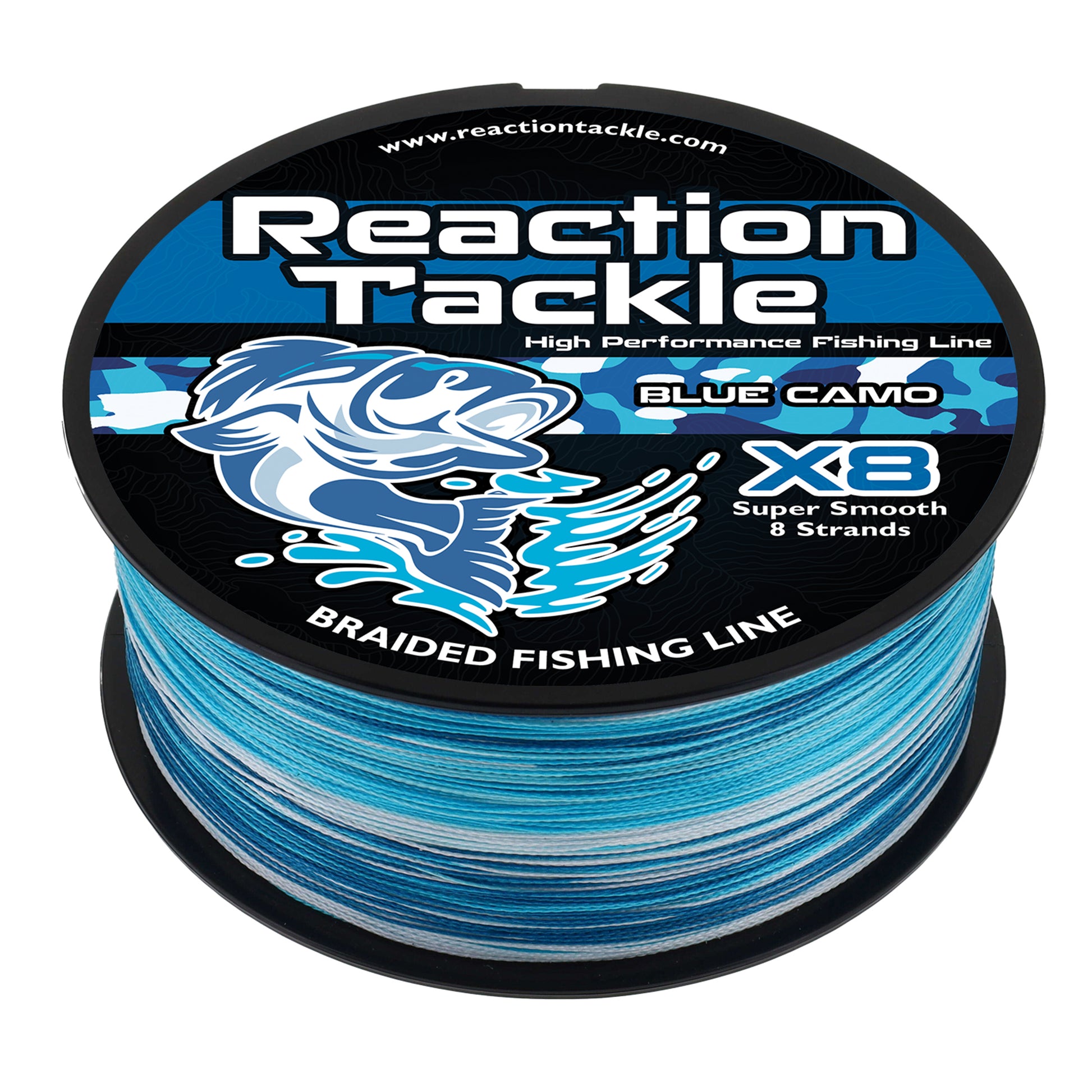 Reaction Tackle X8 Braided Fishing Line - Blue Camo 8 Strand - Reaction Tackle