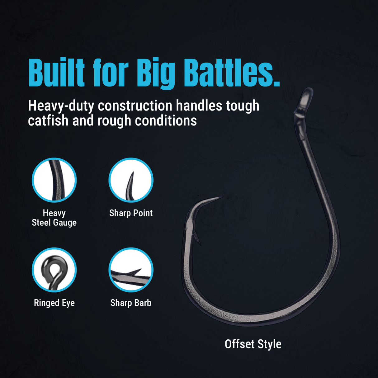 Reaction Tackle Heavyweight Catfish Circle Hooks - Offset Octopus Hooks (25 Pack) - New - Reaction Tackle