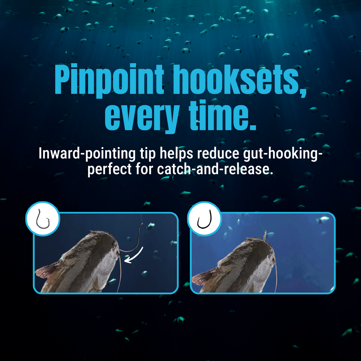 Reaction Tackle Heavyweight Catfish Circle Hooks - Offset Octopus Hooks (25 Pack) - New - Reaction Tackle