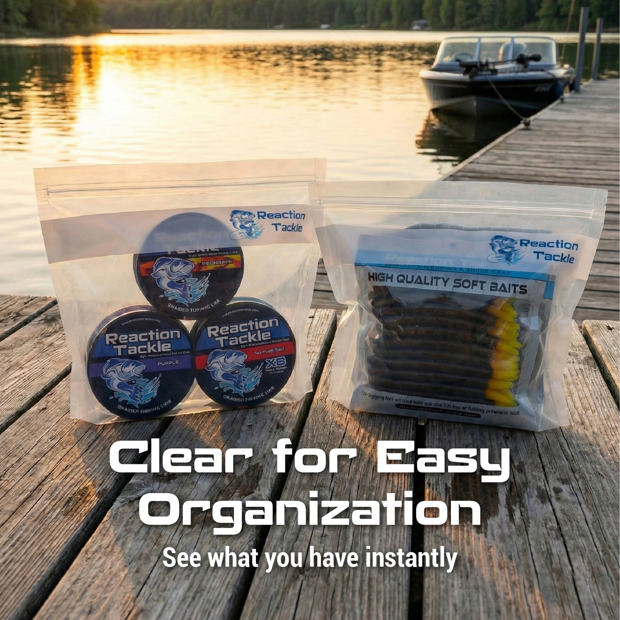 Reaction Tackle Clear Bait Bags – Soft Plastics and more- Or - image 7