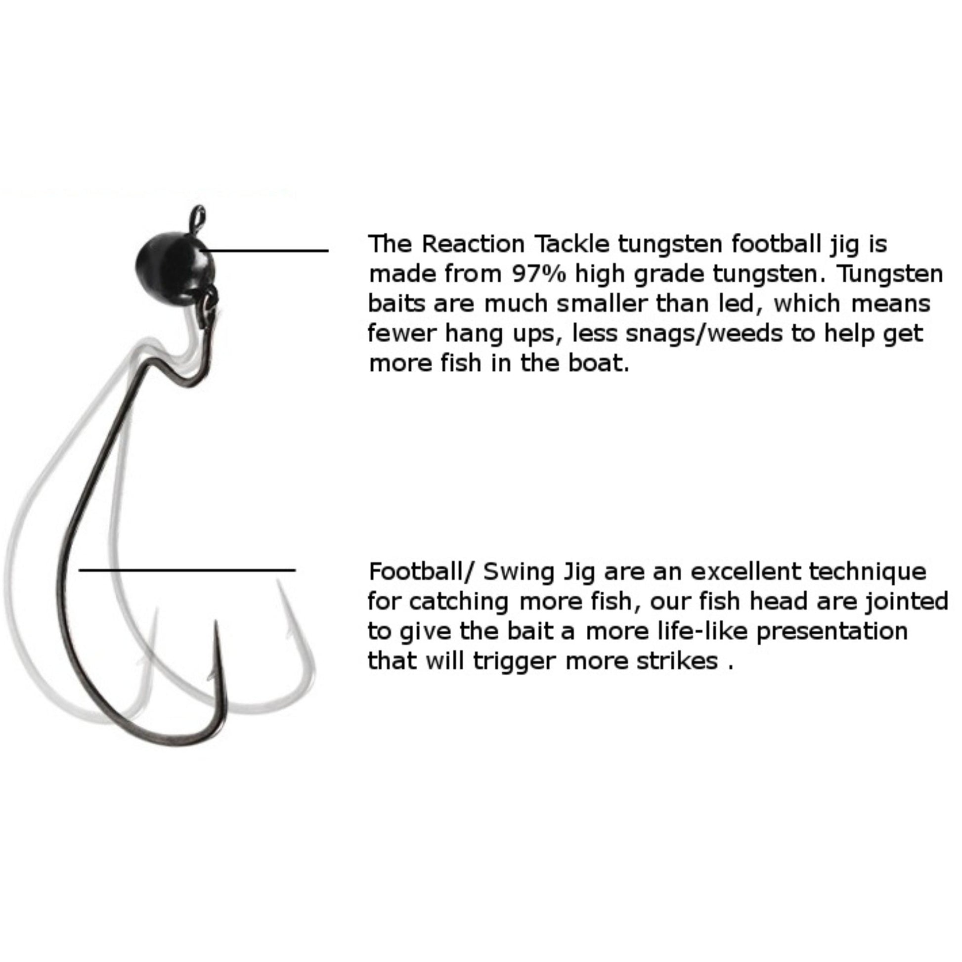 Reaction Tackle Tungsten Football/Swing Jig Heads- 3-Pack - Reaction Tackle