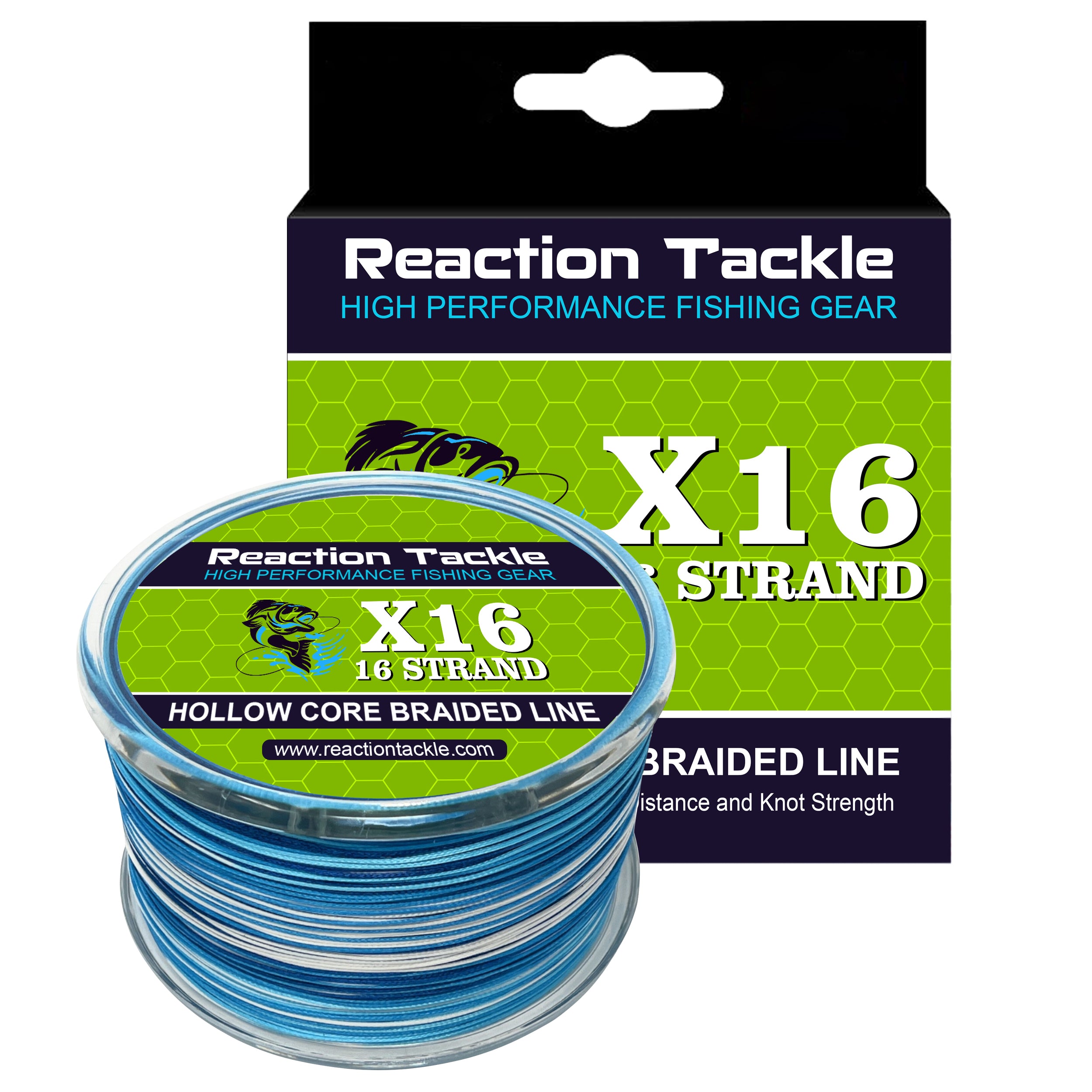 Reaction Tackle Braided Fishing Line / Braid - Aqua Camo 4 and 8 Strands