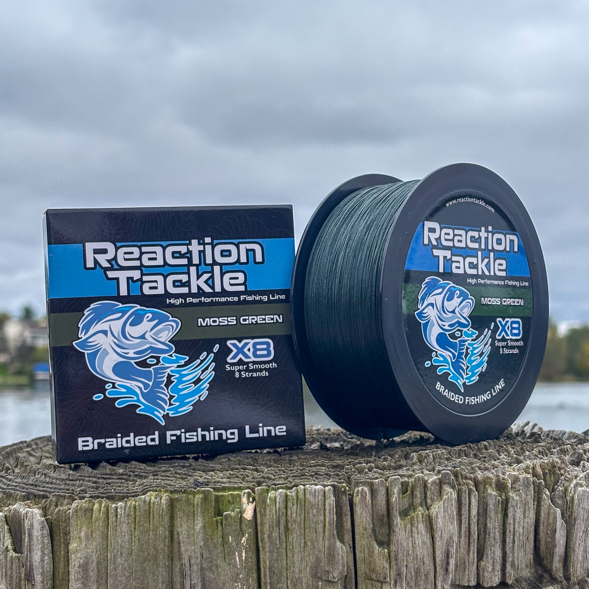 Reaction Tackle X8 Braided Fishing Line - Moss Green 8 Strand - Reaction Tackle