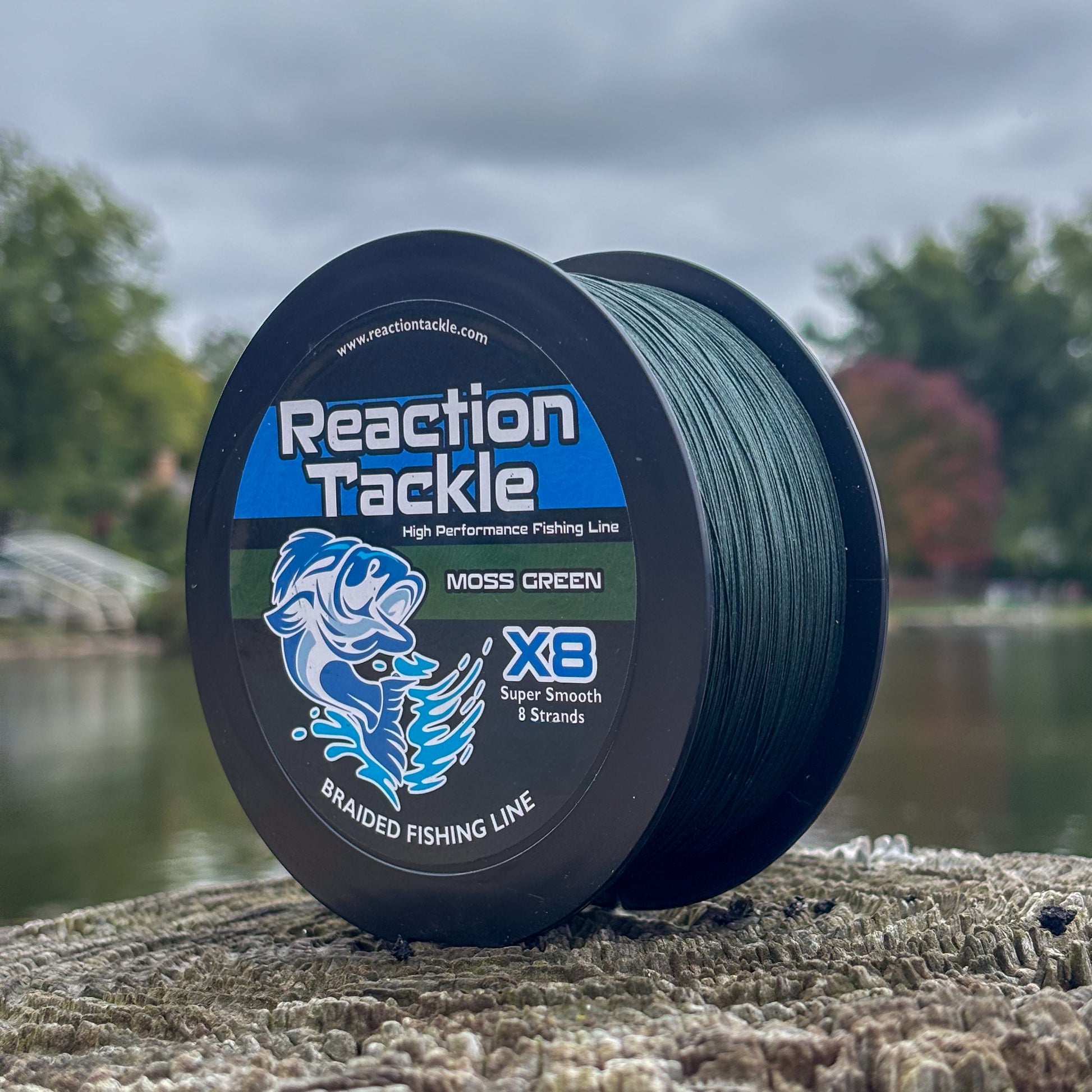 Reaction Tackle X8 Braided Fishing Line - Moss Green 8 Strand - Reaction Tackle