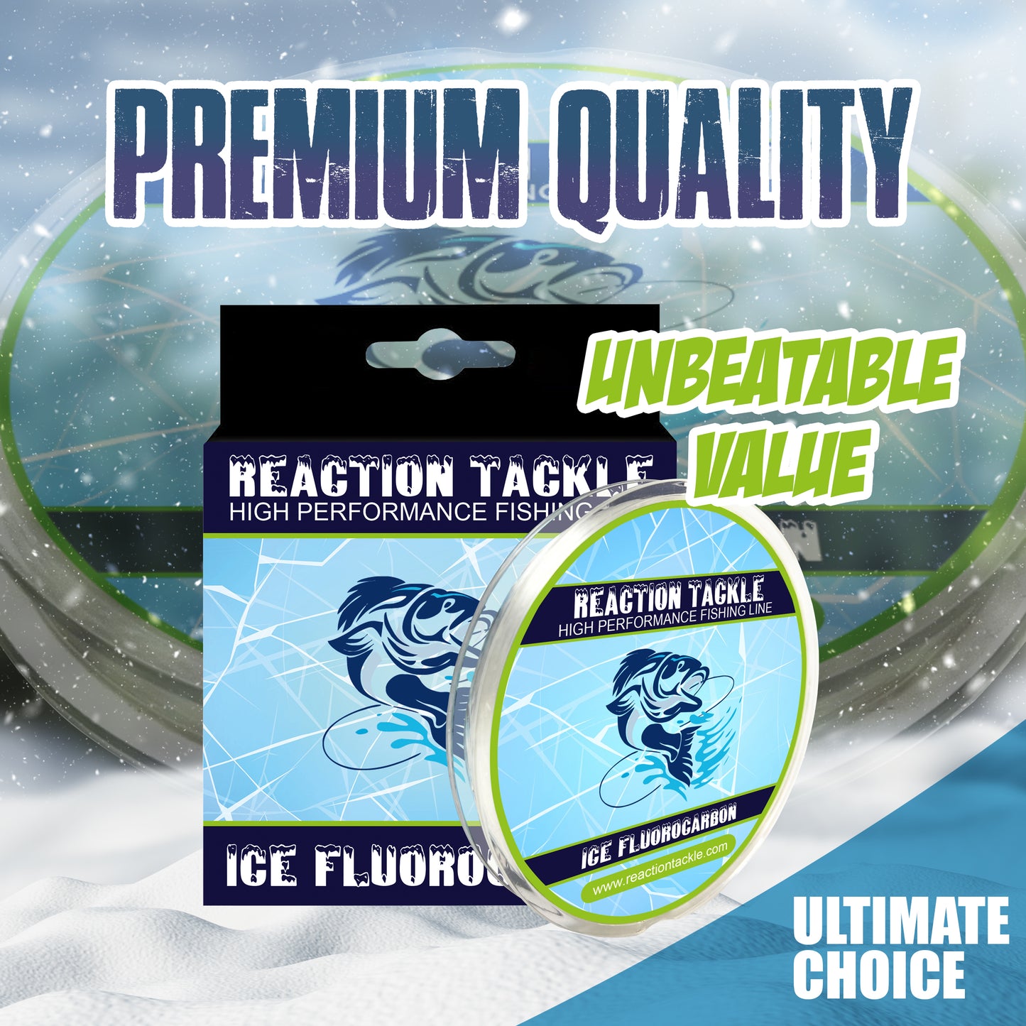 Reaction Tackle Ice Fluorocarbon Fishing Line or Leader - Reaction Tackle