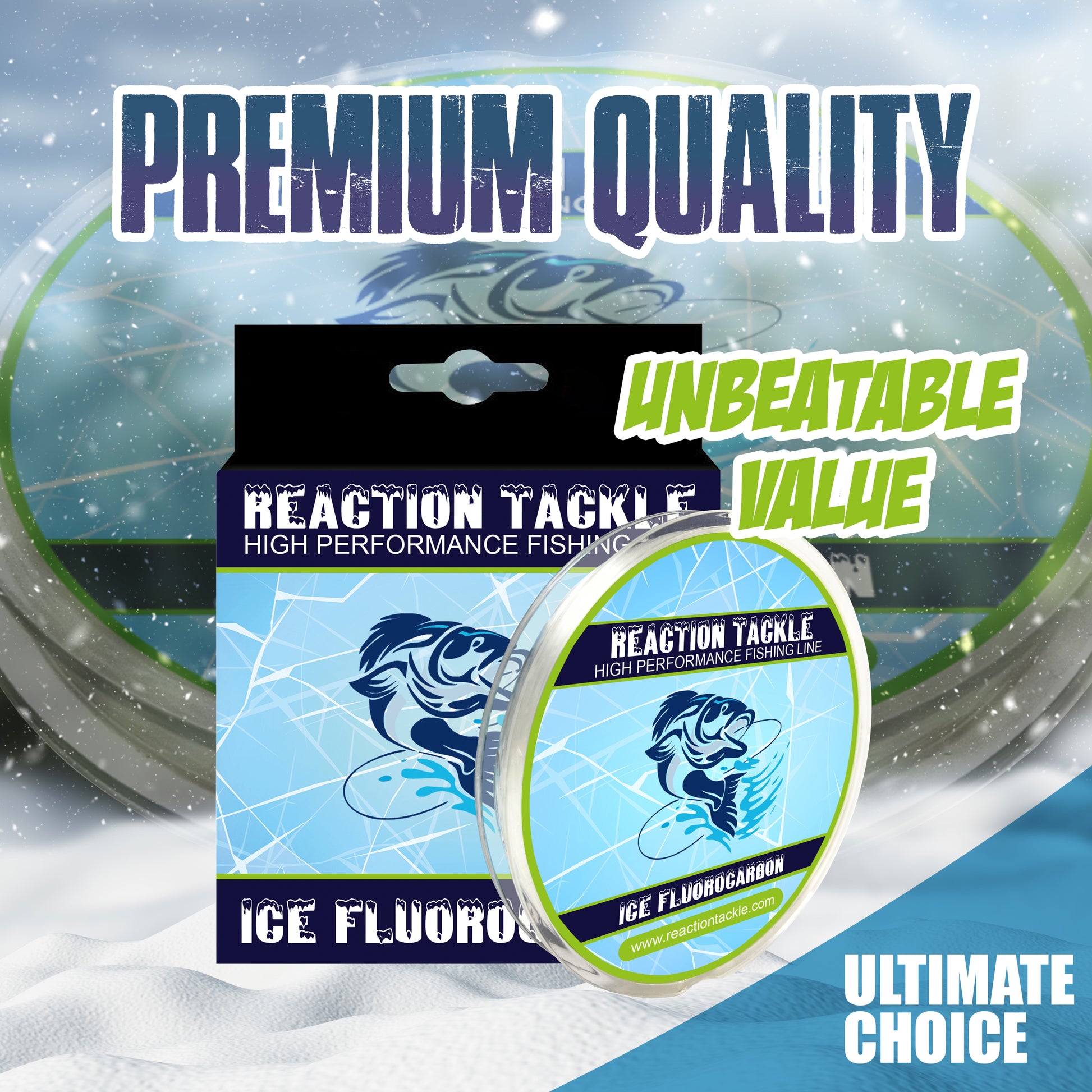 Reaction Tackle Ice Fluorocarbon Fishing Line or Leader - Reaction Tackle