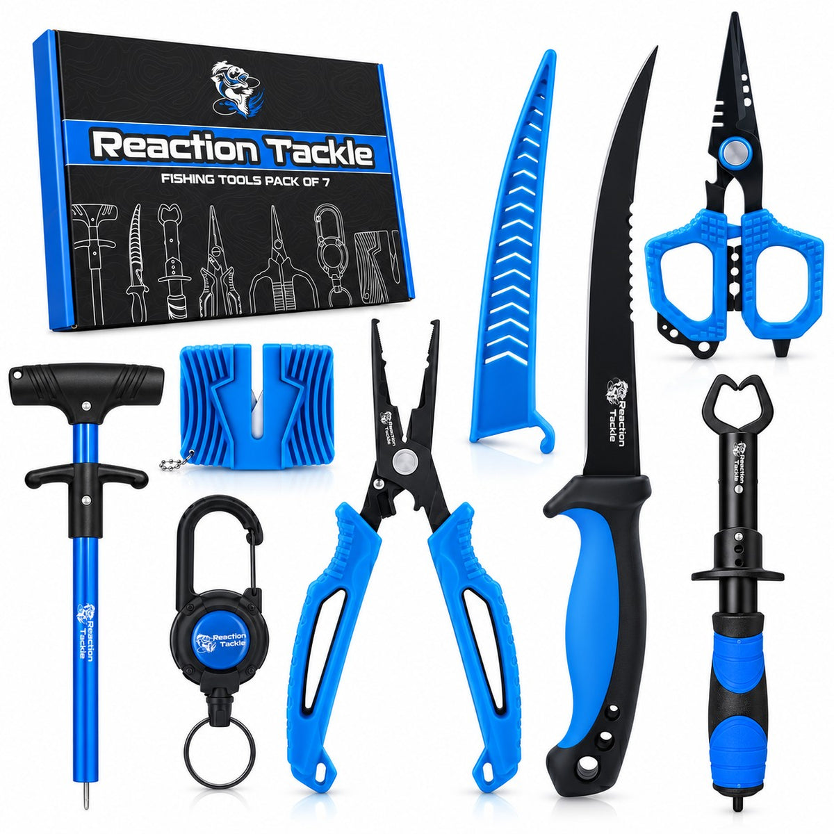 Reaction Tackle 7-Piece Fishing Tool Kits, Saltwater & Freshwater Gear - NEW
