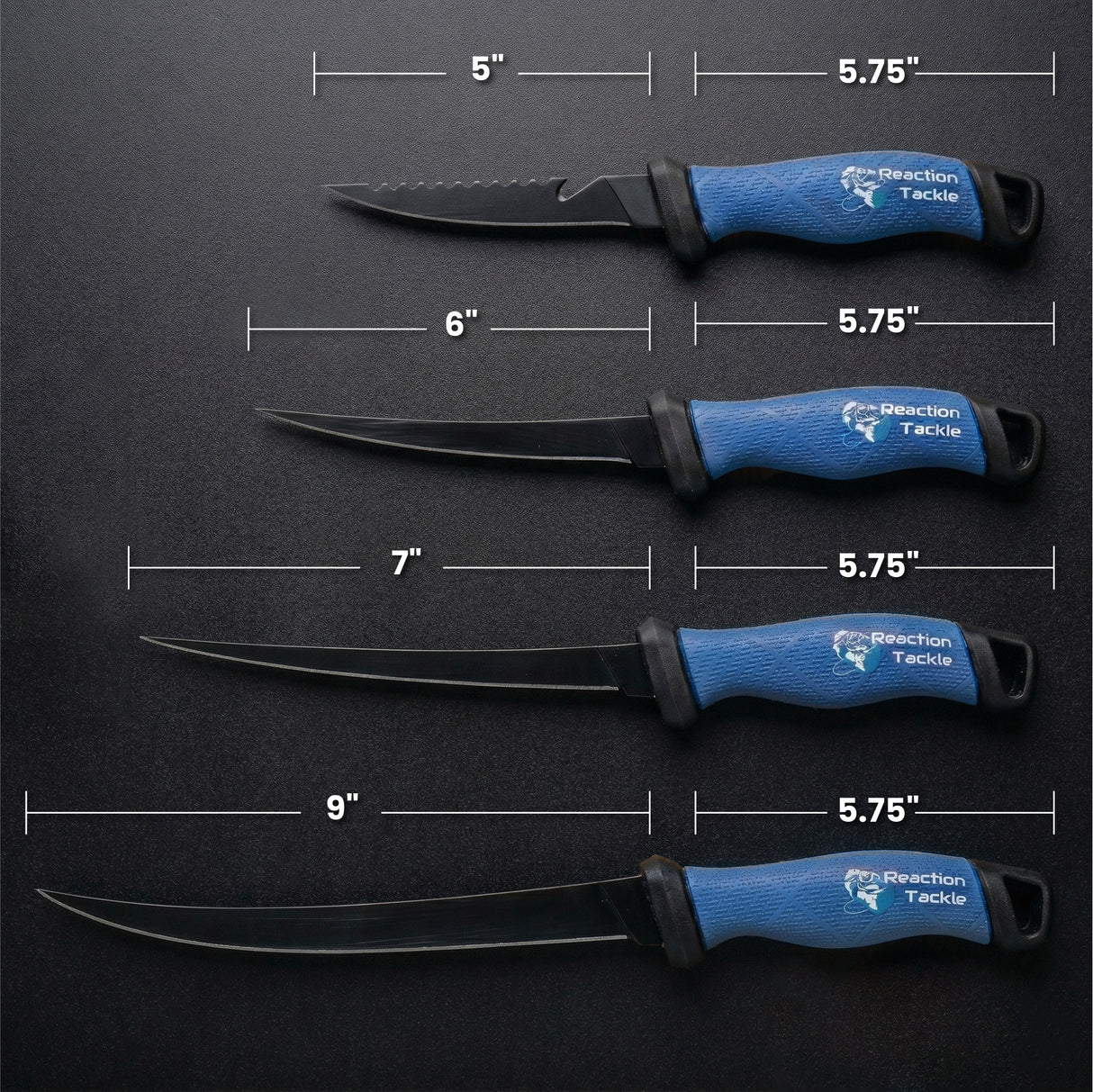 Cuchillo de Filetear Reaction Tackle – Cuchillo de Pesca de Acero Inoxidable de Alto Rendimiento (5”–9”) - NUEVO