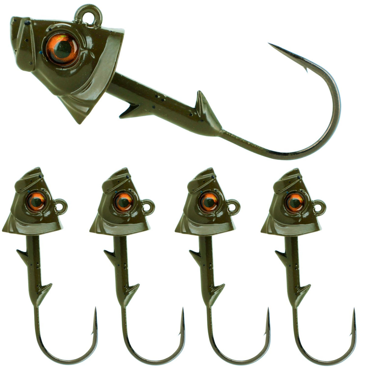 Reaction Tackle Lead Fish Head Jigs - 5-PACK - image 1
