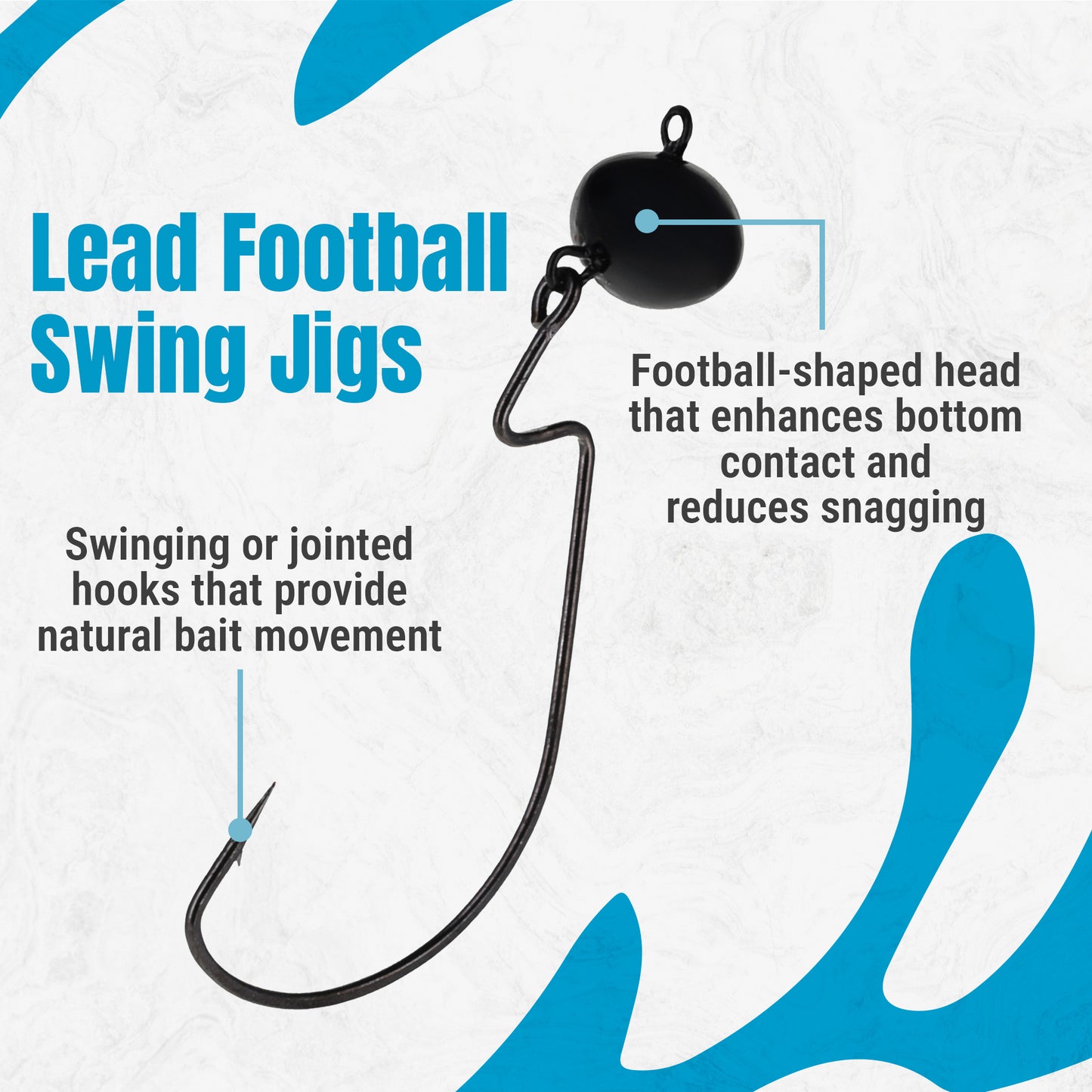Reaction Tackle Lead Swing Football Jigs- 5-PACK - New - Reaction Tackle