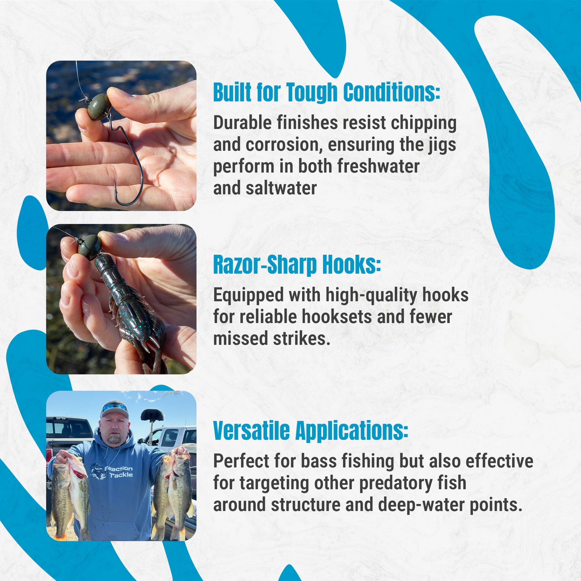 Reaction Tackle Lead Swing Football Jigs- 5-PACK - New - Reaction Tackle