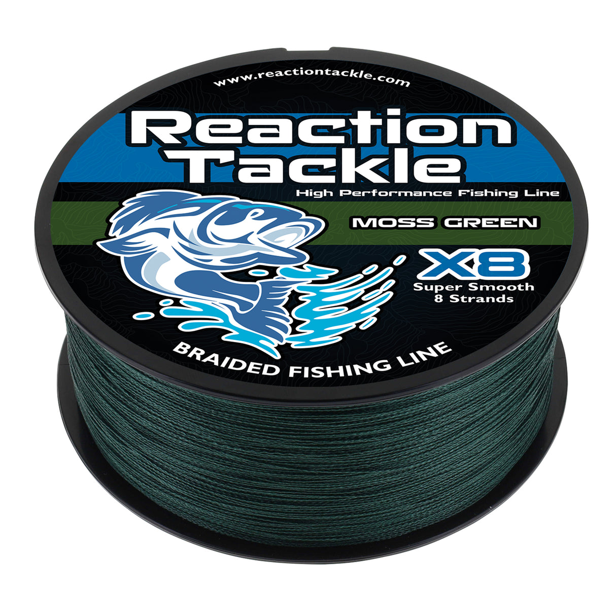 Reaction Tackle X8 Braided Fishing Line - Moss Green 8 Strand - Reaction Tackle