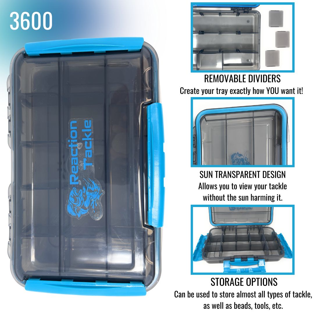 Reaction Tackle Waterproof Tackle Trays - 100% Secure with 3 Clips - Reaction Tackle