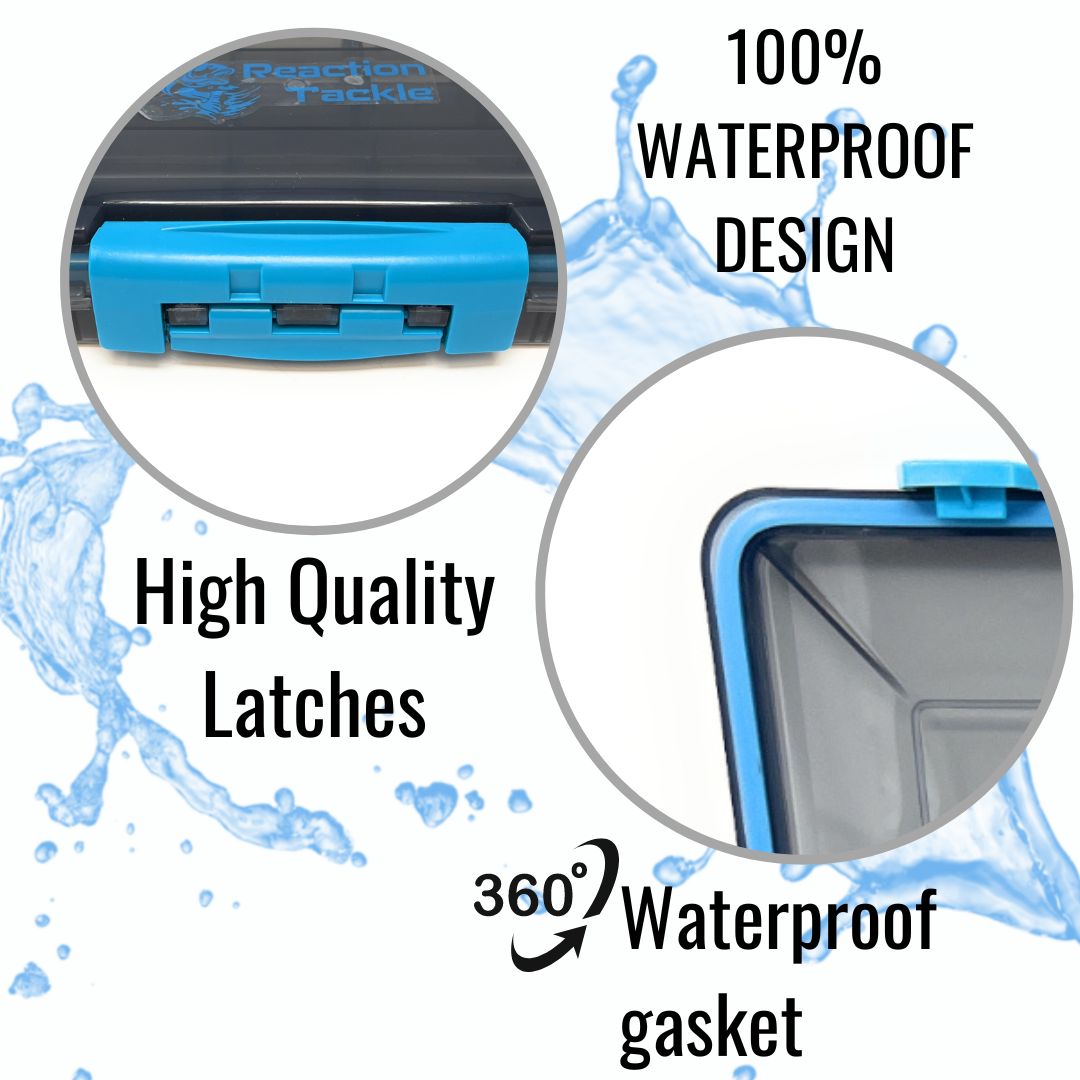 Reaction Tackle Waterproof Tackle Trays - 100% Secure with 3 Clips - Reaction Tackle