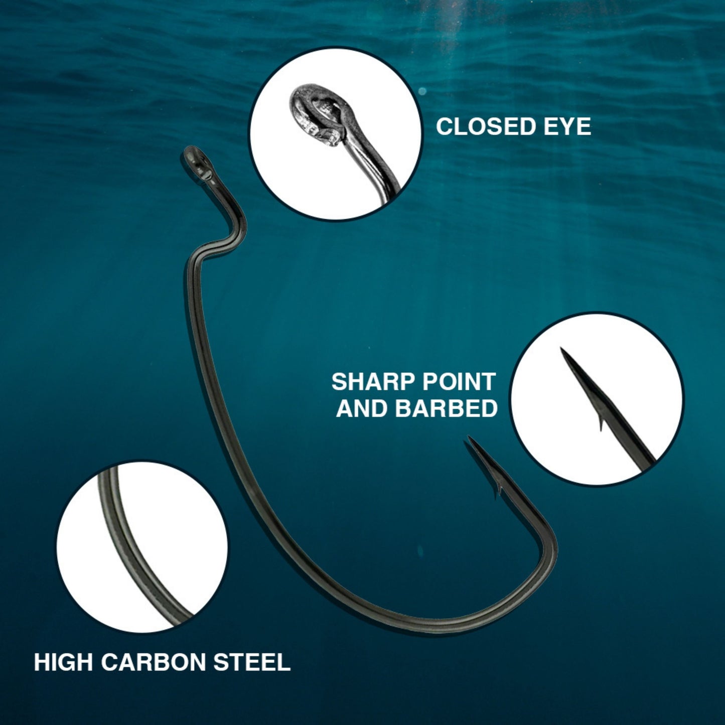 Reaction Tackle Offset EWG Worm Hooks (25-Pack) - Reaction Tackle