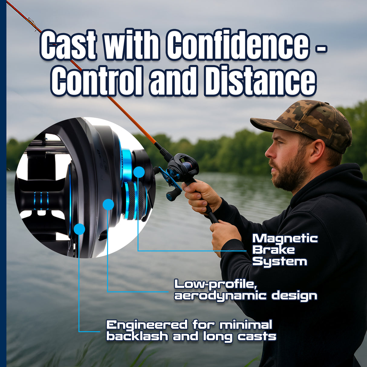 Reaction Tackle Baitcasting Fishing Reel – ProSpin Edition - 6.8:1 Gear Ratio - NEW - Reaction Tackle