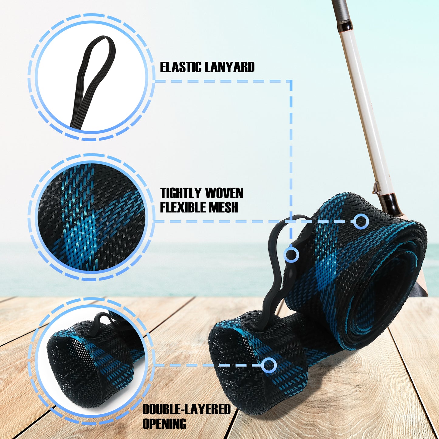 Reaction Tackle Fishing Rod Cover / Rod Sleeve / Rod Sock (2-Pack) - Reaction Tackle