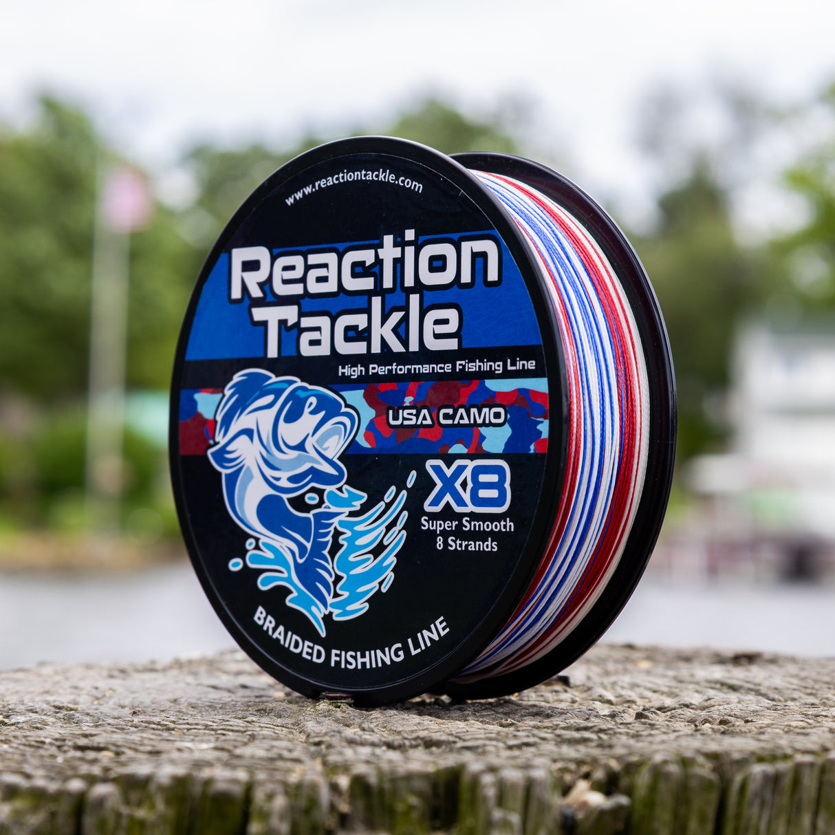 Reaction Tackle X8 Braided Fishing Line - USA Camo 8 Strand - NEW - Reaction Tackle