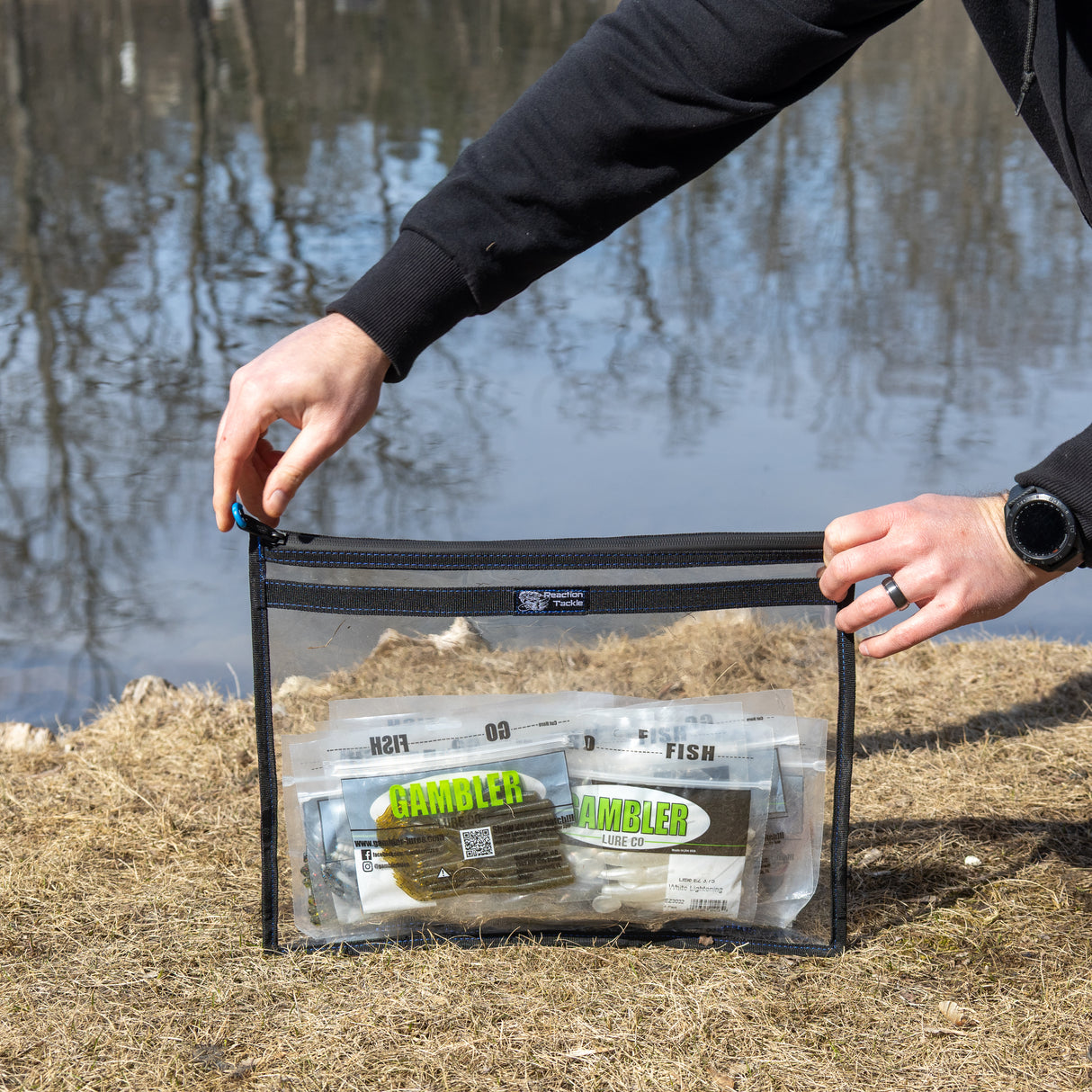 Reaction Tackle Clear Storage Bag Tackle Pak – Water-Resistant Plastic Storage - New - Reaction Tackle