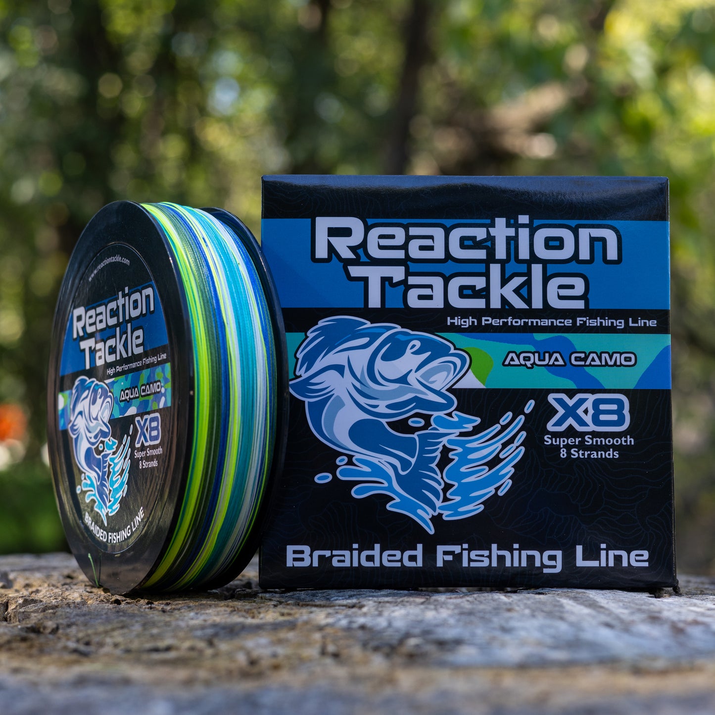 Reaction Tackle X8 Braided Fishing Line- Aqua Camo 8 Strand - Reaction Tackle