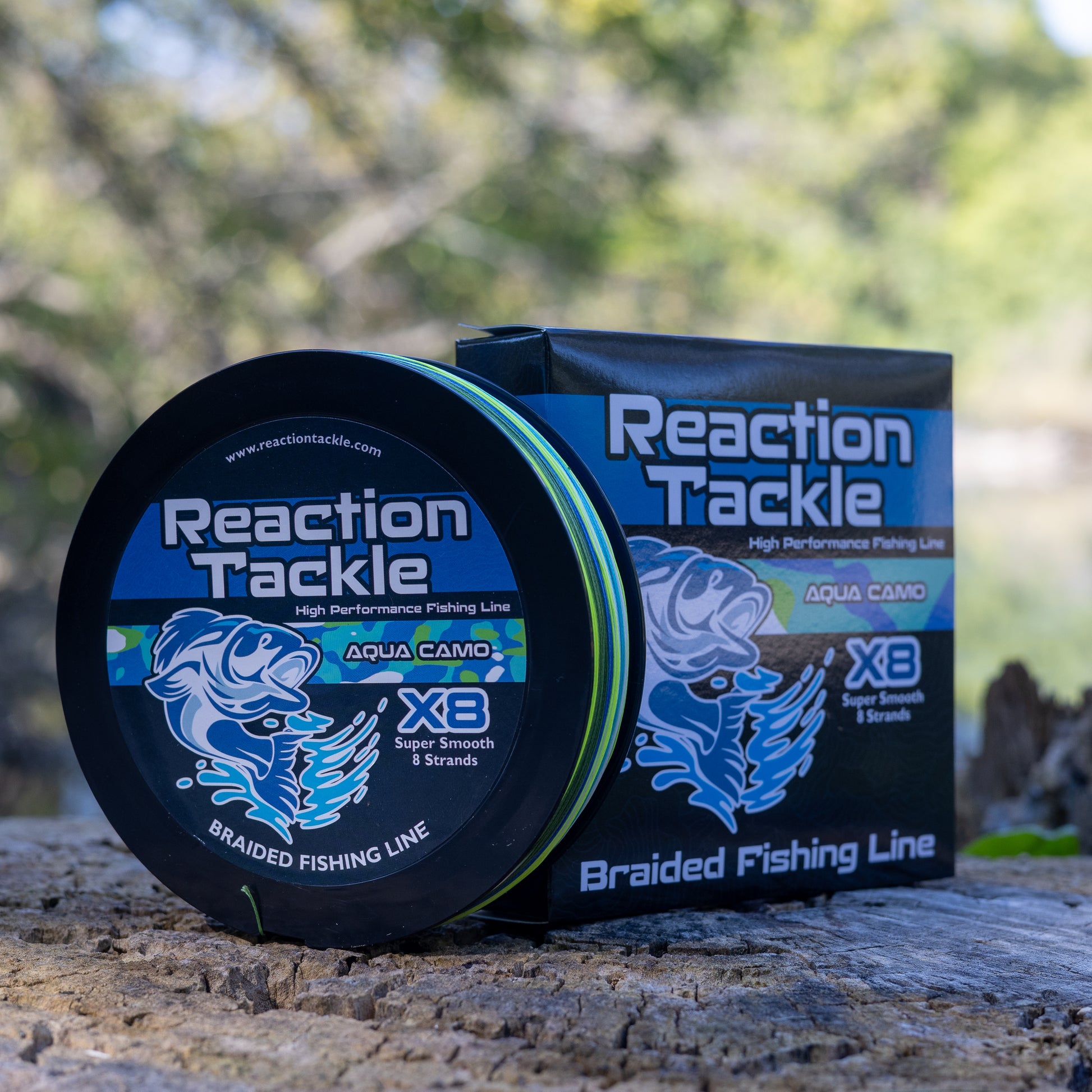 Reaction Tackle X8 Braided Fishing Line- Aqua Camo 8 Strand - Reaction Tackle