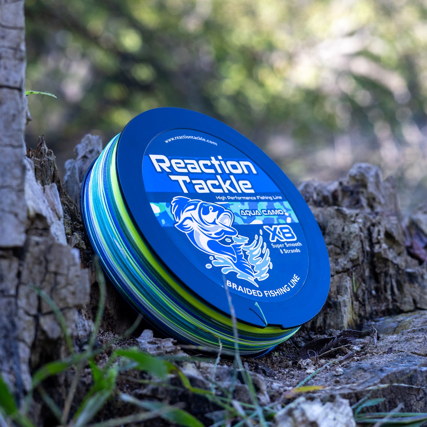 Reaction Tackle X8 Braided Fishing Line- Aqua Camo 8 Strand - Reaction Tackle