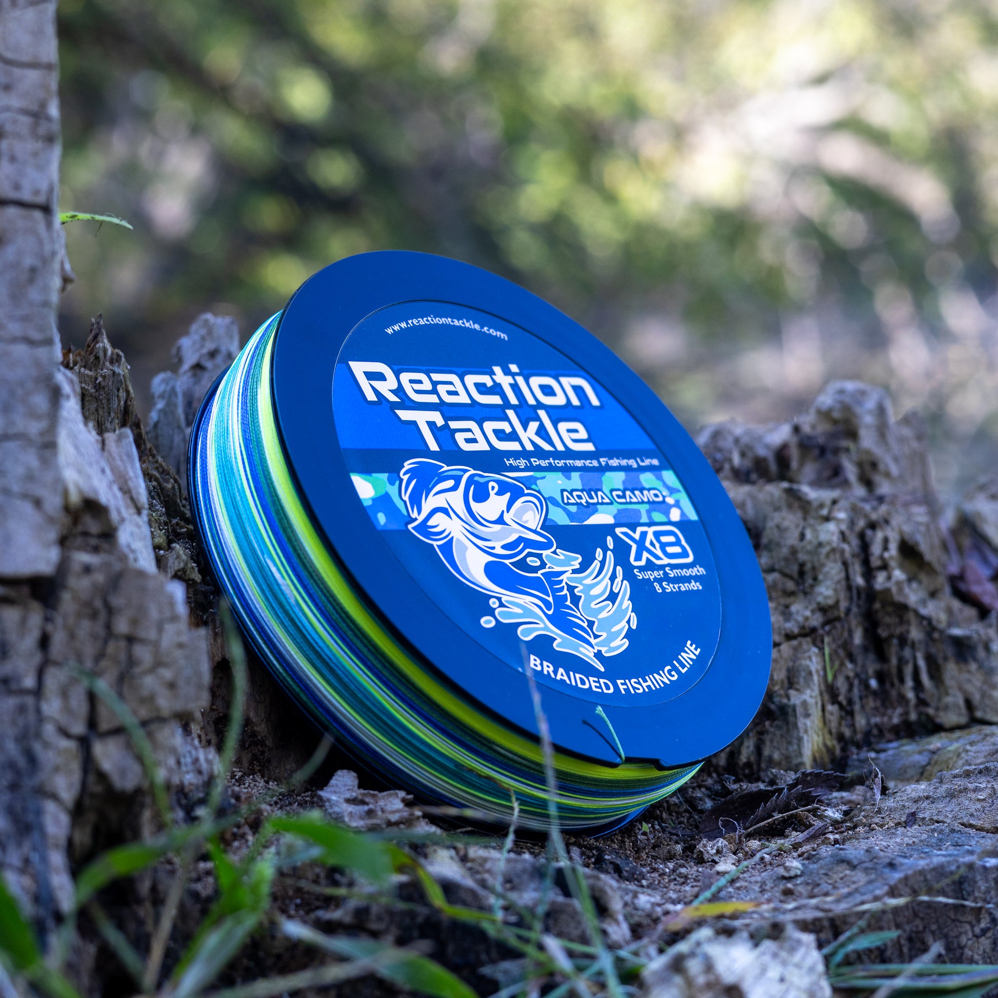 Reaction Tackle X8 Braided Fishing Line- Aqua Camo 8 Strand - Reaction Tackle