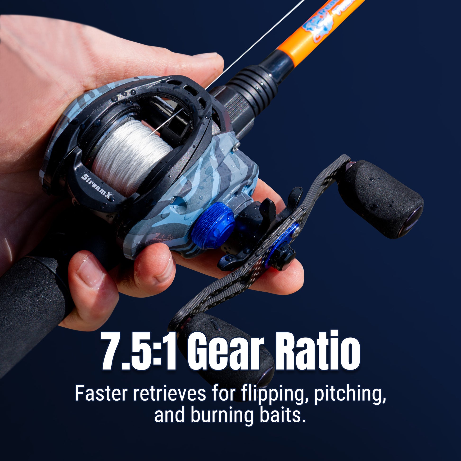 Reaction Tackle Baitcasting Fishing Reel- StreamX Edition- 7.5:1 gear ratio - NEW - Reaction Tackle