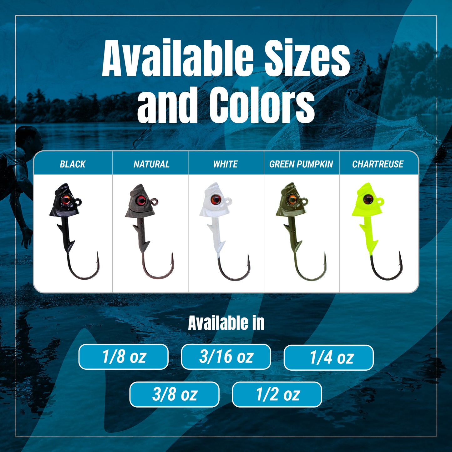 Reaction Tackle 97% Pure Tungsten Swimbait Jig with Realistic Fish Head- 5-PACK - New - Reaction Tackle