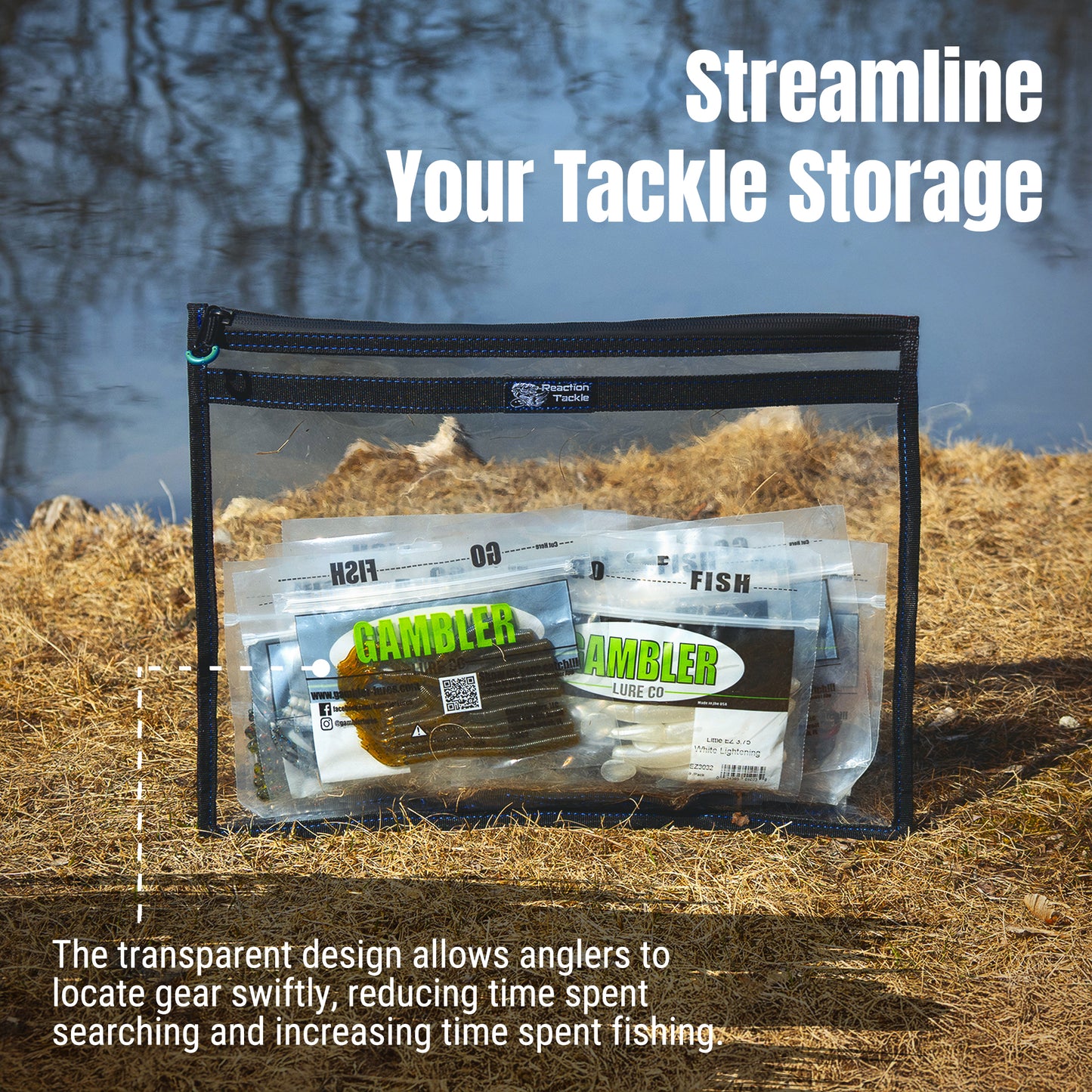 Reaction Tackle Clear Storage Bag Tackle Pak – Water-Resistant Plastic Storage - New - Reaction Tackle
