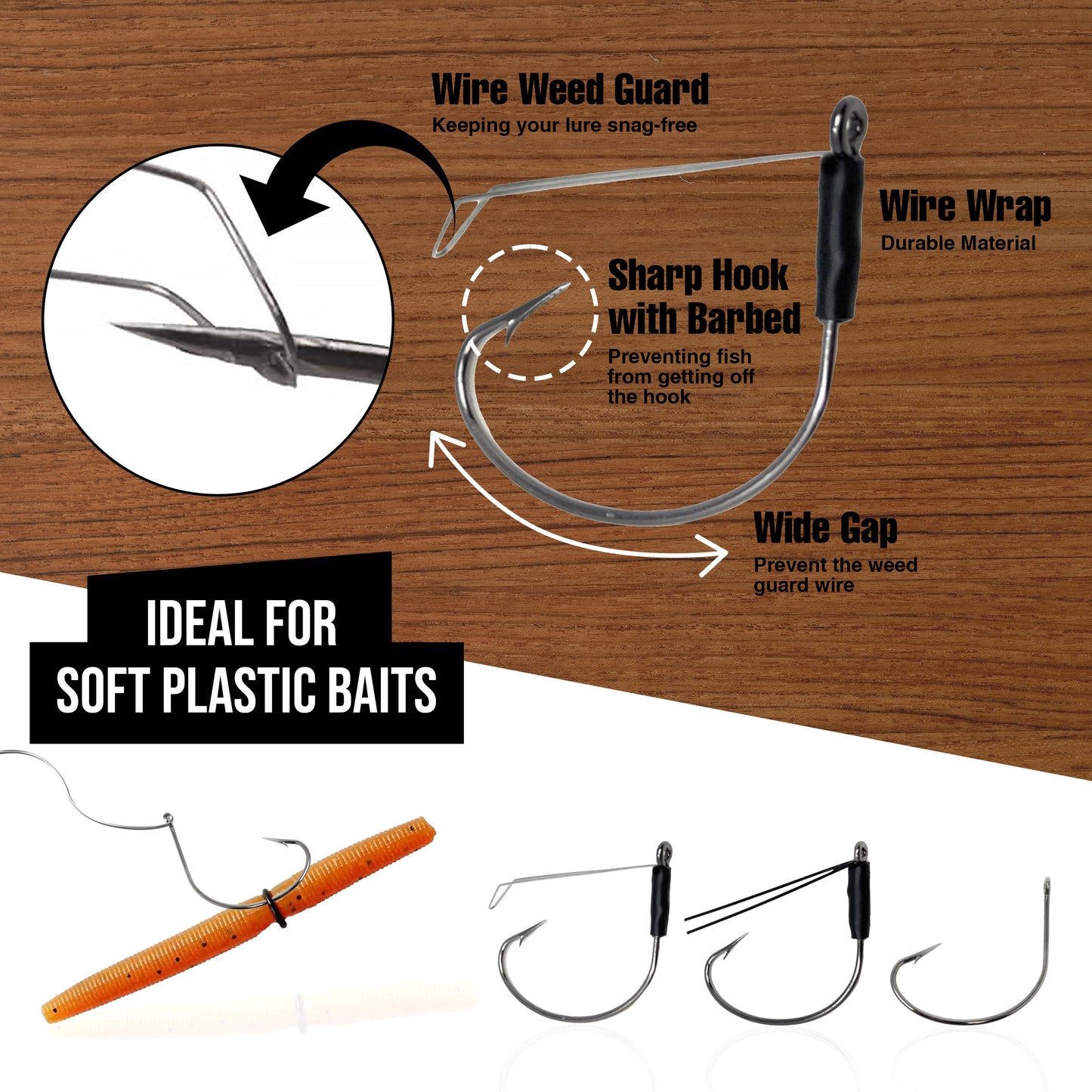 Reaction Tackle Wide Gap Wacky Hooks (25-PACK) - Reaction Tackle
