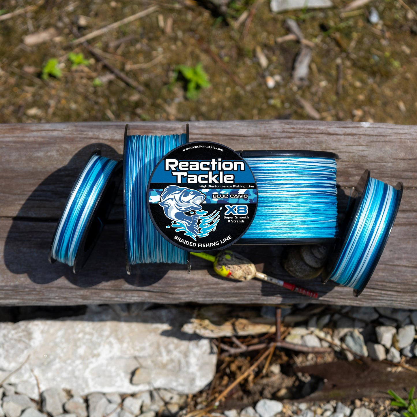 Reaction Tackle X8 Braided Fishing Line - Blue Camo 8 Strand - Reaction Tackle