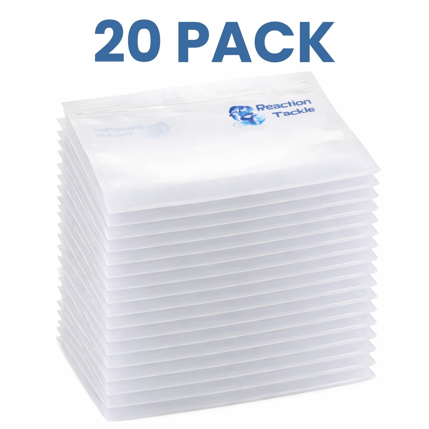 Reaction Tackle Clear Bait Bags – Soft Plastics and more- Organizer Bags with Label Area – Resealable -10 Pack or 20 Pack
