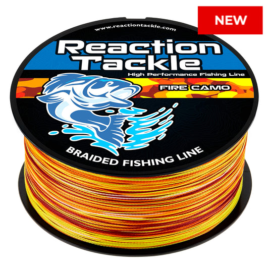 Reaction Tackle Braided Fishing Line - Fire Camo - NEW - Reaction Tackle