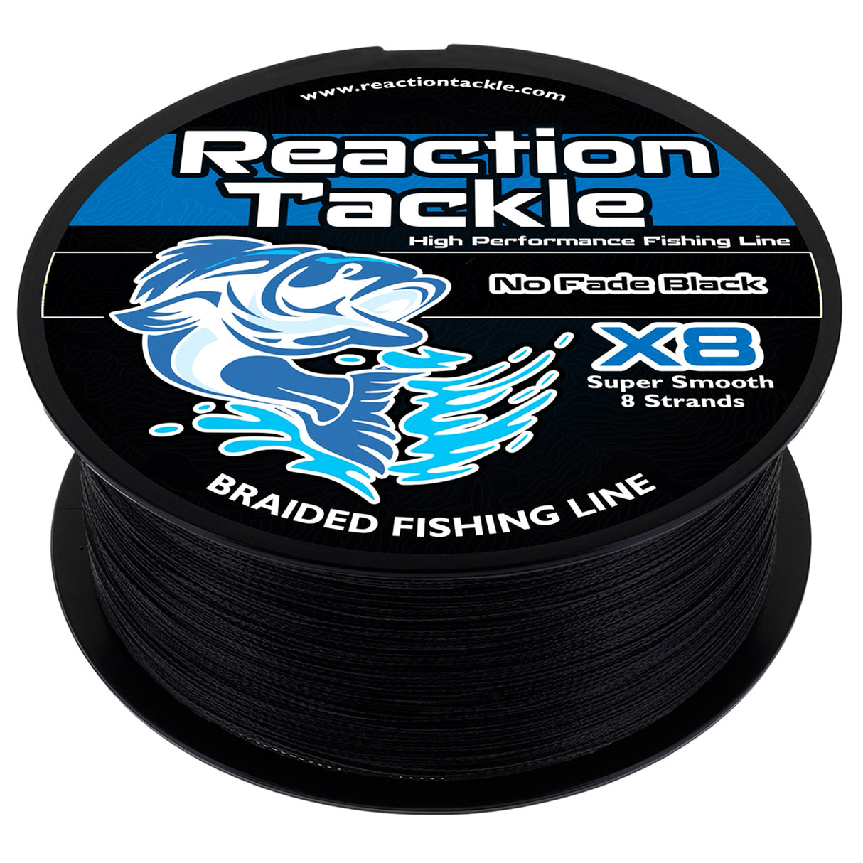 Reaction Tackle X8 Braided Fishing Line - NO FADE Black 8 Strand - NEW - Reaction Tackle