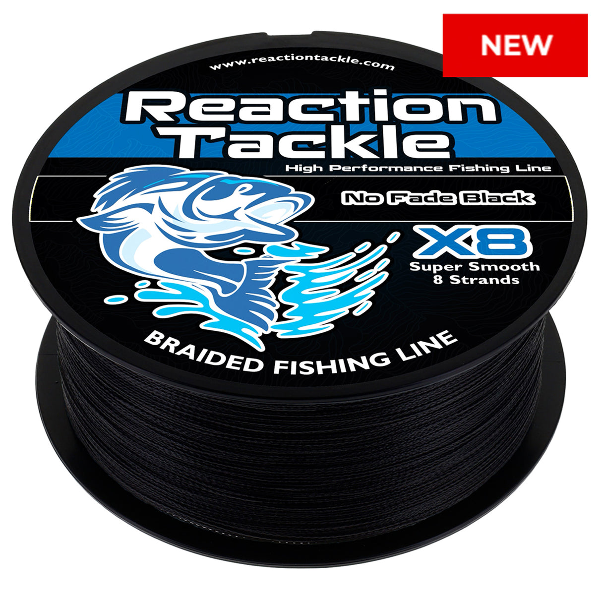 Reaction Tackle X8 Braided Fishing Line - NO FADE Black 8 Strand - NEW - Reaction Tackle