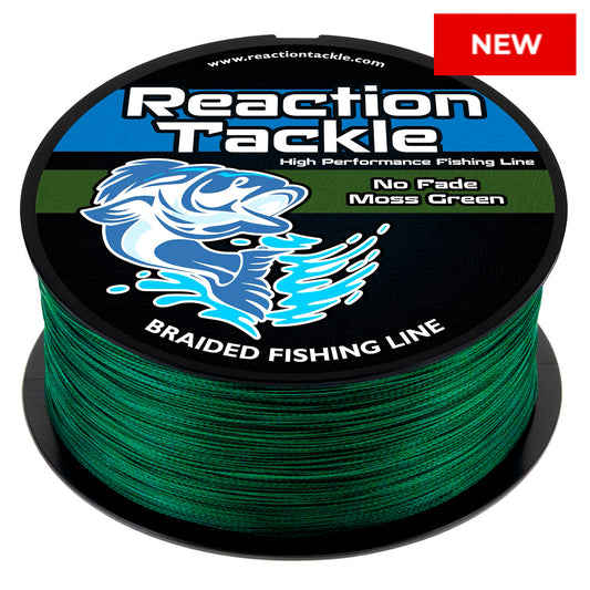 Reaction Tackle Braided Fishing Line - NO FADE Moss Green - NEW - Reaction Tackle