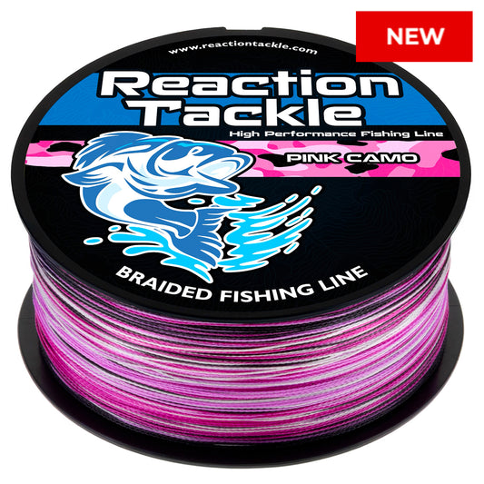 Reaction Tackle Braided Fishing Line - Pink Camo - NEW - Reaction Tackle
