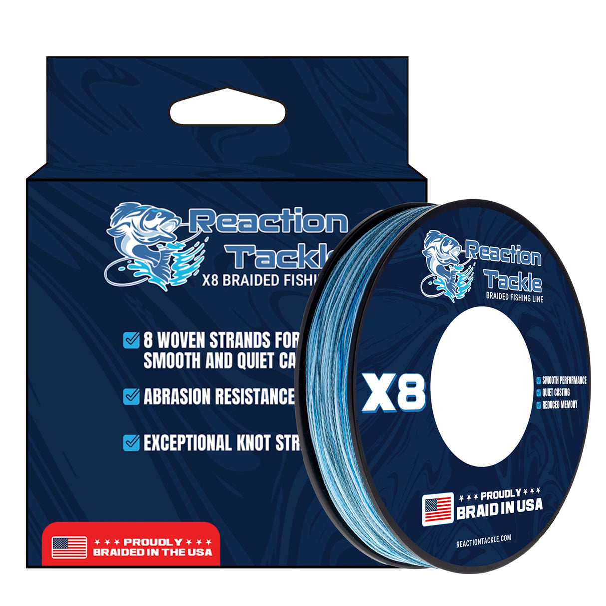 Reaction Tackle BRAIDED IN THE USA Fishing Line- X8 - image 1