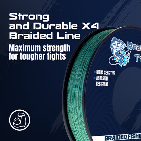 Reaction Tackle BRAIDED IN THE USA Fishing Line- 4X- NEW - Reaction Tackle
