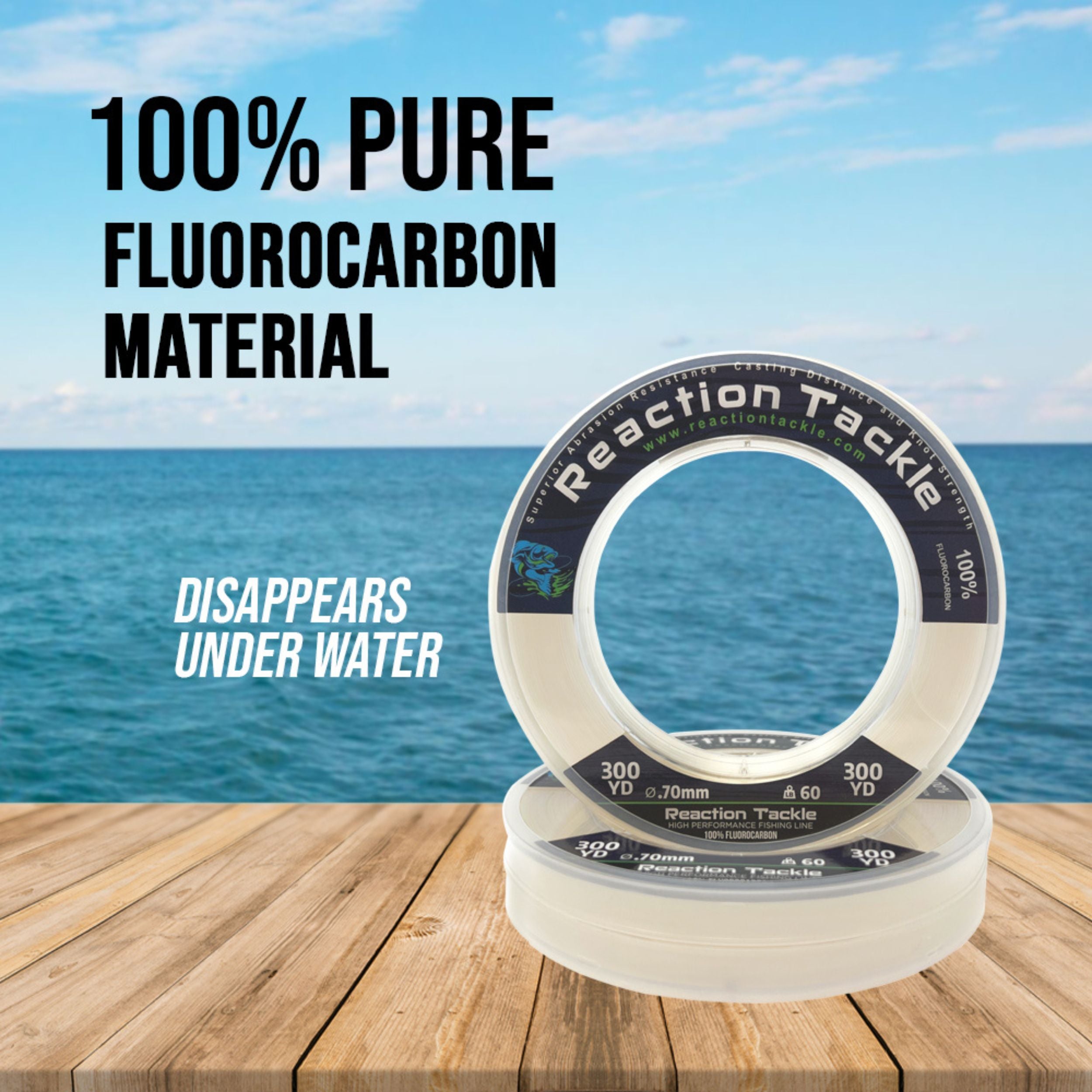 Reaction Tackle 100% Pure Fluorocarbon Fishing Line - Reaction Tackle