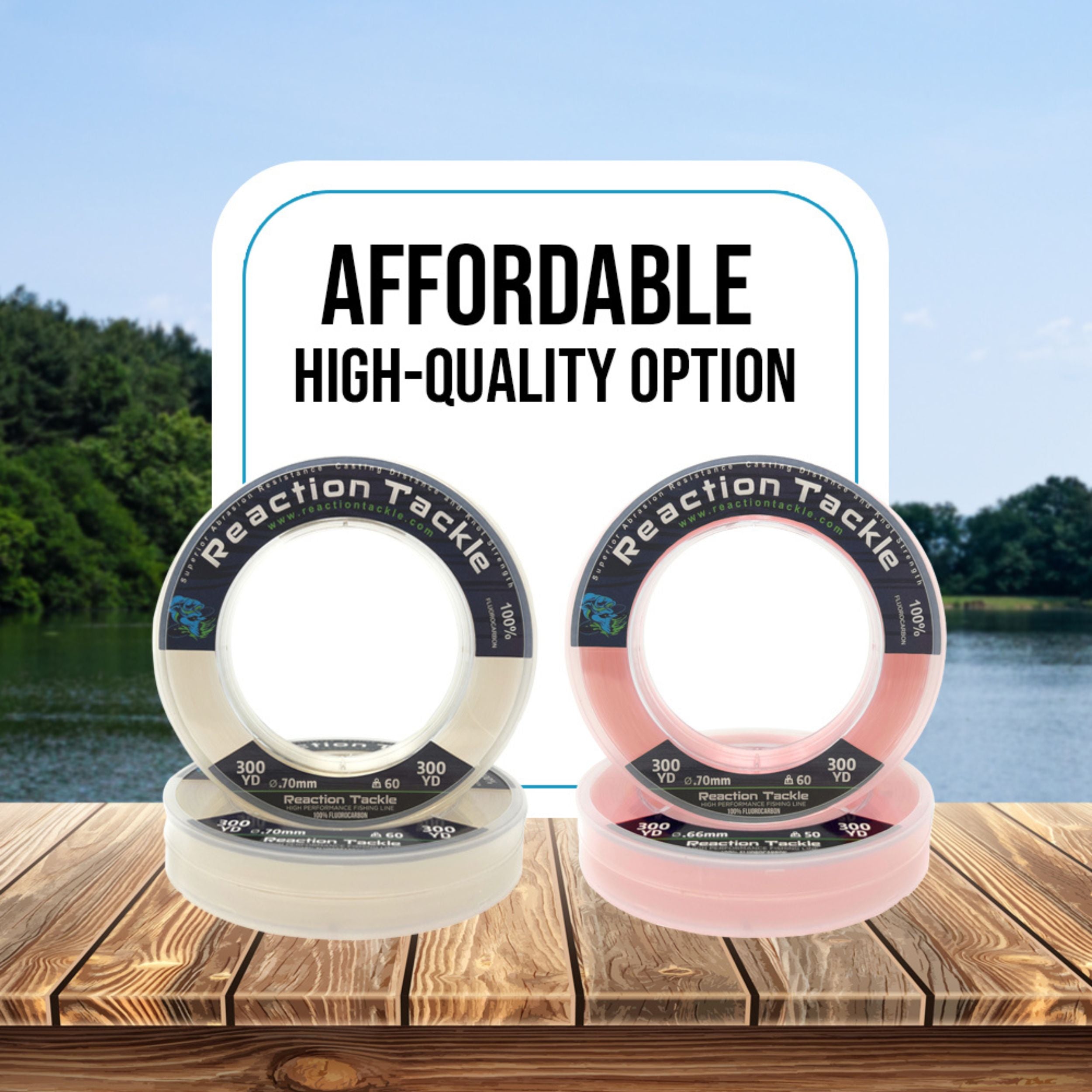 Reaction Tackle 100% Pure Fluorocarbon Fishing Line - Reaction Tackle