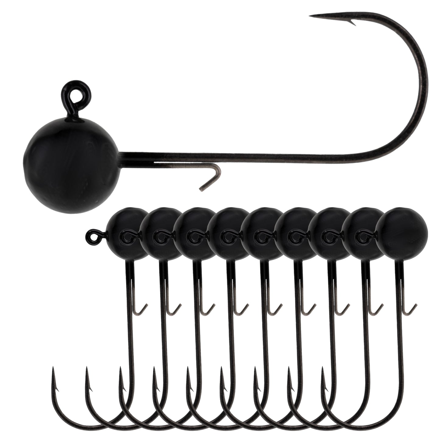 Reaction Tackle Lead Ball Jigs (10-Pack) – Premium Round Jig Heads for Soft Plastics - Reaction Tackle