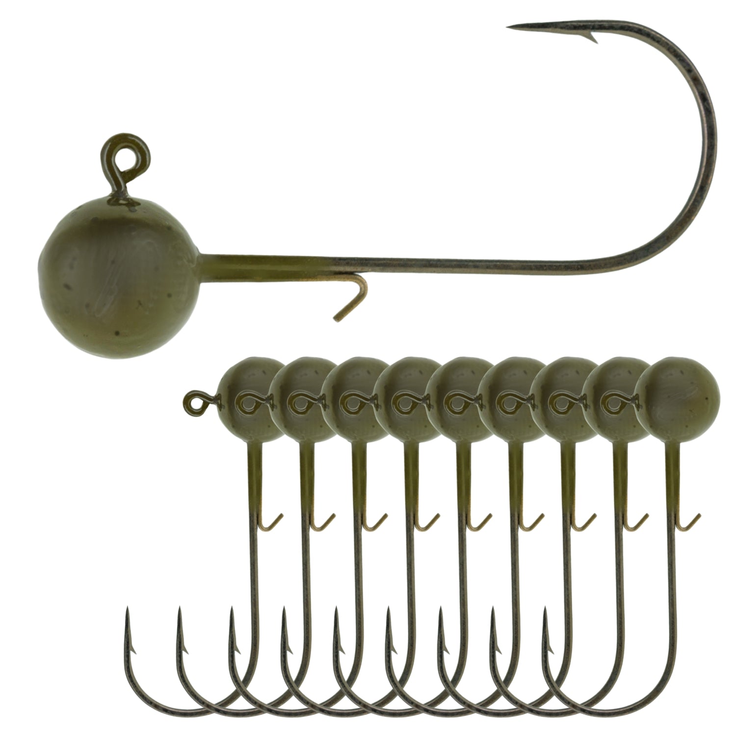 Reaction Tackle Lead Ball Jigs (10-Pack) – Premium Round Jig Heads for Soft Plastics - Reaction Tackle