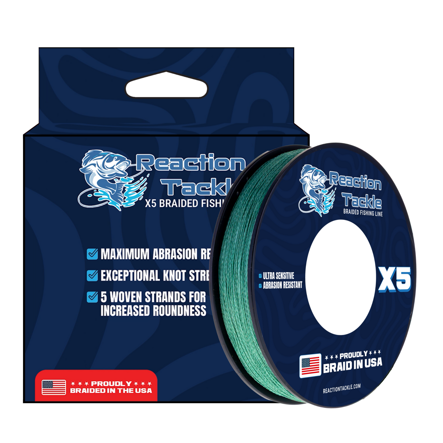 Reaction Tackle BRAIDED IN THE USA Fishing Line- 5X- NEW - Reaction Tackle